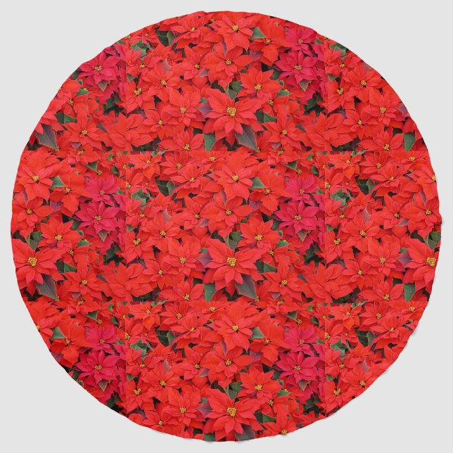 Red Poinsettias I Christmas Holiday Floral Photo Beach Towel (Front)