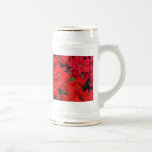 Red Poinsettias I Christmas Holiday Floral Photo Beer Stein