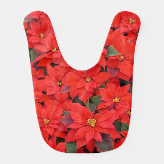 Red Poinsettias I Christmas Holiday Floral Photo Bib