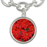 Red Poinsettias I Christmas Holiday Floral Photo Bracelet