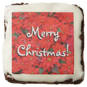 Red Poinsettias I Christmas Holiday Floral Photo Brownie (Front)