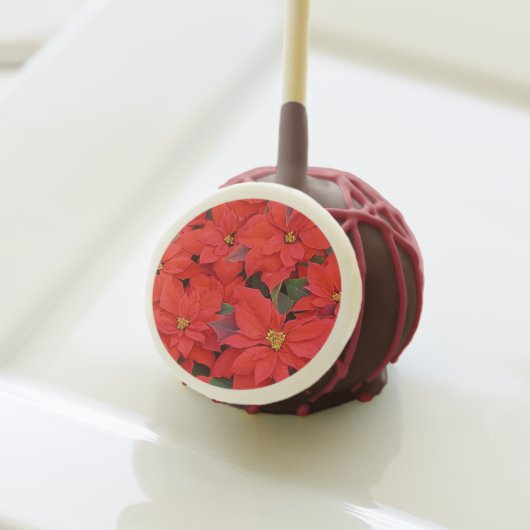 Red Poinsettias I Christmas Holiday Floral Photo Cake Pops (Front Insitu)