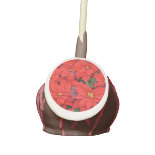 Red Poinsettias I Christmas Holiday Floral Photo Cake Pops (Front)