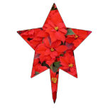 Red Poinsettias I Christmas Holiday Floral Photo Cake Topper