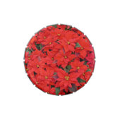 Red Poinsettias I Christmas Holiday Floral Photo Candy Tin (Top)
