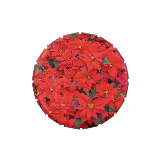 Red Poinsettias I Christmas Holiday Floral Photo Candy Tin (Top)
