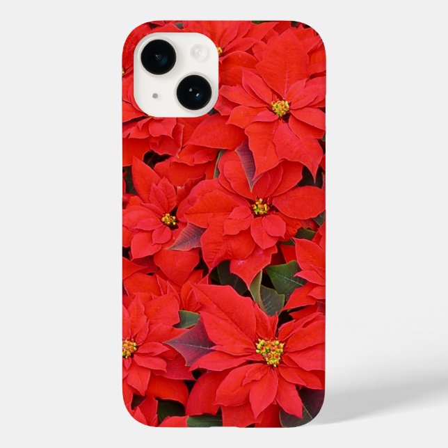 Red Poinsettias I Christmas Holiday Floral Photo Case-Mate iPhone Case (Back)