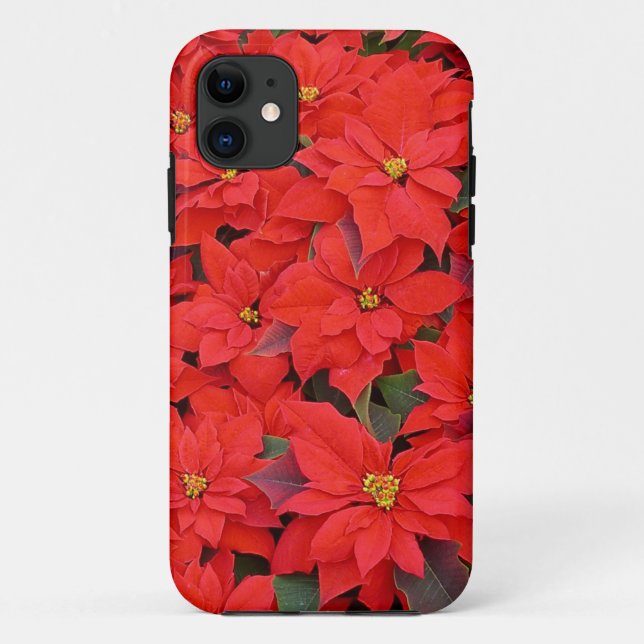 Red Poinsettias I Christmas Holiday Floral Photo Case-Mate iPhone Case (Back)