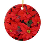 Red Poinsettias I Christmas Holiday Floral Photo Ceramic Ornament