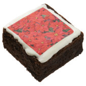 Red Poinsettias I Christmas Holiday Floral Photo Chocolate Brownie (Angled)