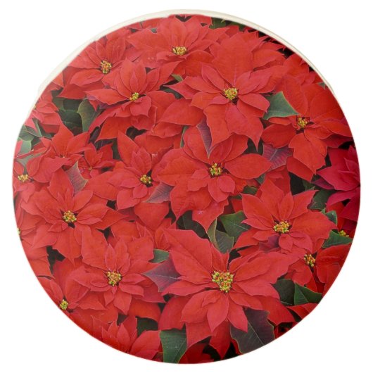Red Poinsettias I Christmas Holiday Floral Photo Chocolate Covered Oreo (Front)