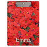 Red Poinsettias I Christmas Holiday Floral Photo Clipboard