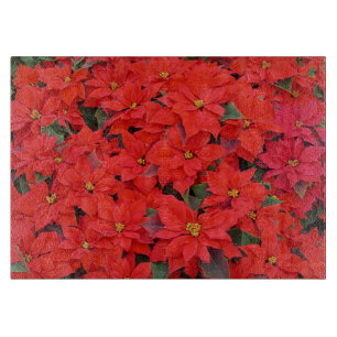 Red Poinsettias I Christmas Holiday Floral Photo Cutting Board
