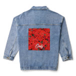Red Poinsettias I Christmas Holiday Floral Photo Denim Jacket