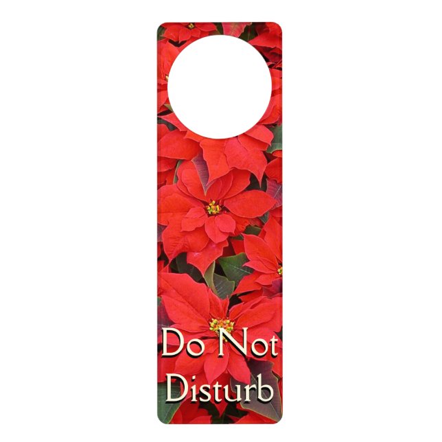 Red Poinsettias I Christmas Holiday Floral Photo Door Hanger (Front)