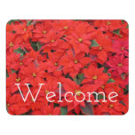 Red Poinsettias I Christmas Holiday Floral Photo Door Sign