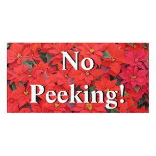 Red Poinsettias I Christmas Holiday Floral Photo Door Sign