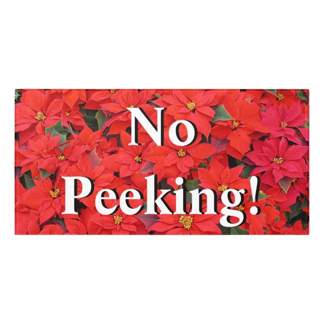 Red Poinsettias I Christmas Holiday Floral Photo Door Sign (Classic Front)