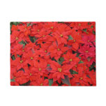 Red Poinsettias I Christmas Holiday Floral Photo Doormat