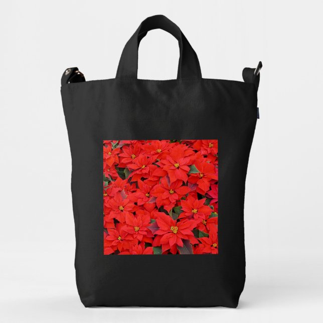 Red Poinsettias I Christmas Holiday Floral Photo Duck Bag (Front)