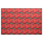 Red Poinsettias I Christmas Holiday Floral Photo Fabric