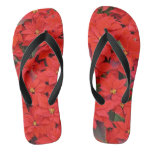 Red Poinsettias I Christmas Holiday Floral Photo Flip Flops
