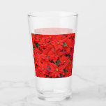 Red Poinsettias I Christmas Holiday Floral Photo Glass