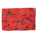 Red Poinsettias I Christmas Holiday Floral Photo Golf Towel