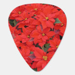 Red Poinsettias I Christmas Holiday Floral Photo Guitar Pick