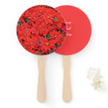 Red Poinsettias I Christmas Holiday Floral Photo Hand Fan