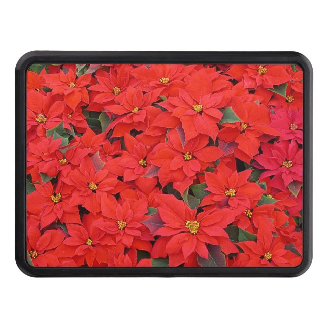 Red Poinsettias I Christmas Holiday Floral Photo Hitch Cover (Front)
