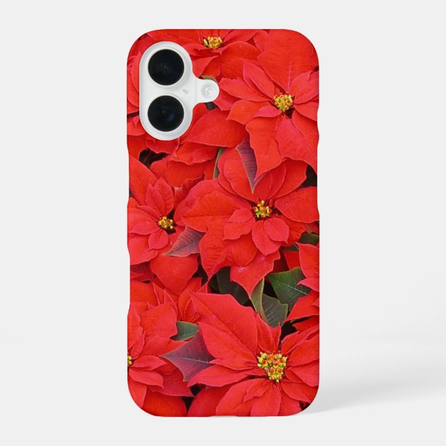 Red Poinsettias I Christmas Holiday Floral Photo iPhone Case (Back)
