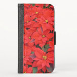 Red Poinsettias I Christmas Holiday Floral Photo iPhone XS Wallet Case