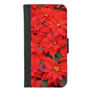 Red Poinsettias I Christmas Holiday Floral Photo iPhone 8/7 Wallet Case
