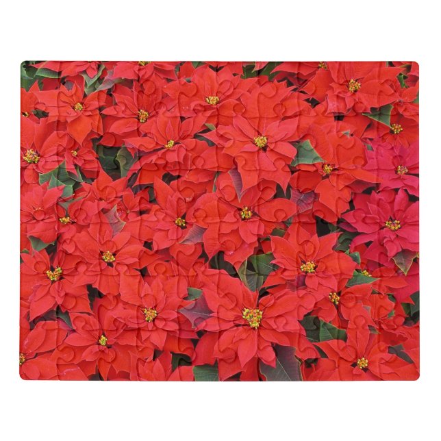 Red Poinsettias I Christmas Holiday Floral Photo Jigsaw Puzzle (Puzzle Horizontal)