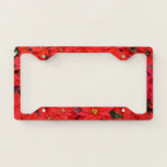 Red Poinsettias I Christmas Holiday Floral Photo License Plate Frame