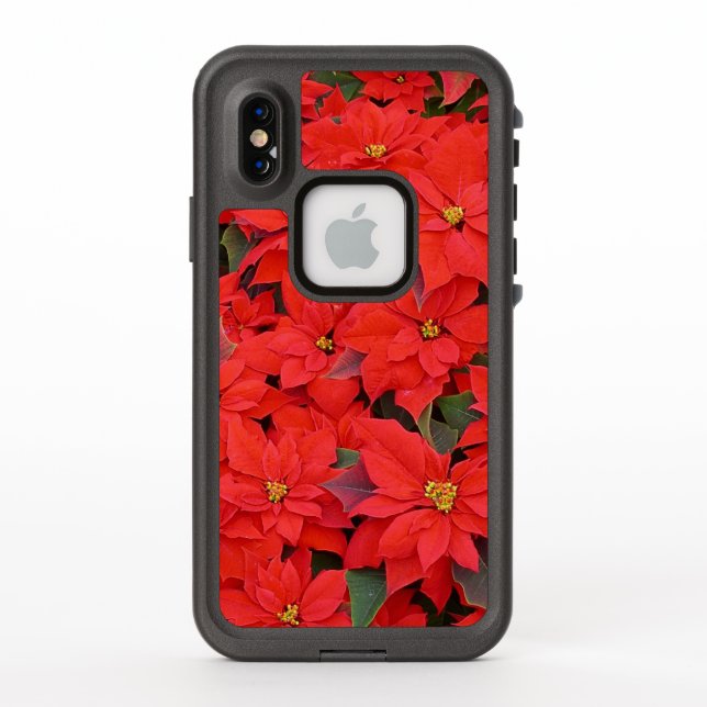 Red Poinsettias I Christmas Holiday Floral Photo LifeProof iPhone Case (Back)