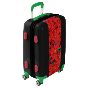 Red Poinsettias I Christmas Holiday Floral Photo Luggage