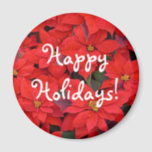 Red Poinsettias I Christmas Holiday Floral Photo Magnet