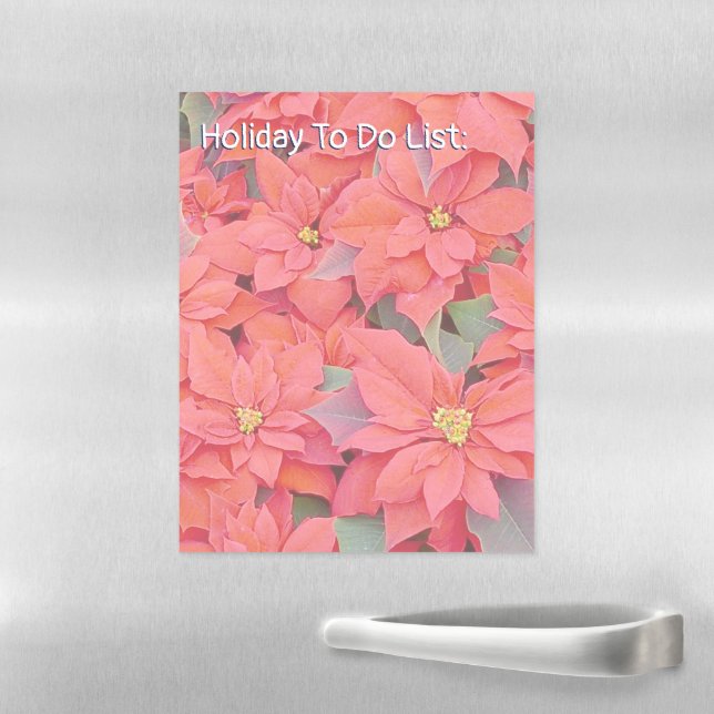 Red Poinsettias I Christmas Holiday Floral Photo Magnetic Dry Erase Sheet (In Situ)