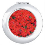 Red Poinsettias I Christmas Holiday Floral Photo Makeup Mirror