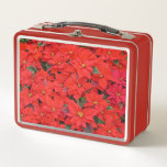 Red Poinsettias I Christmas Holiday Floral Photo Metal Lunch Box