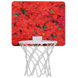 Red Poinsettias I Christmas Holiday Floral Photo Mini Basketball Hoop