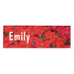 Red Poinsettias I Christmas Holiday Floral Photo Name Tag
