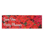 Red Poinsettias I Christmas Holiday Floral Photo Name Tag