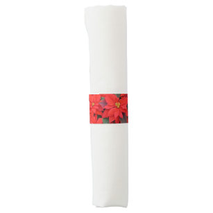 Red Poinsettias I Christmas Holiday Floral Photo Napkin Bands