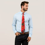 Red Poinsettias I Christmas Holiday Floral Photo Neck Tie