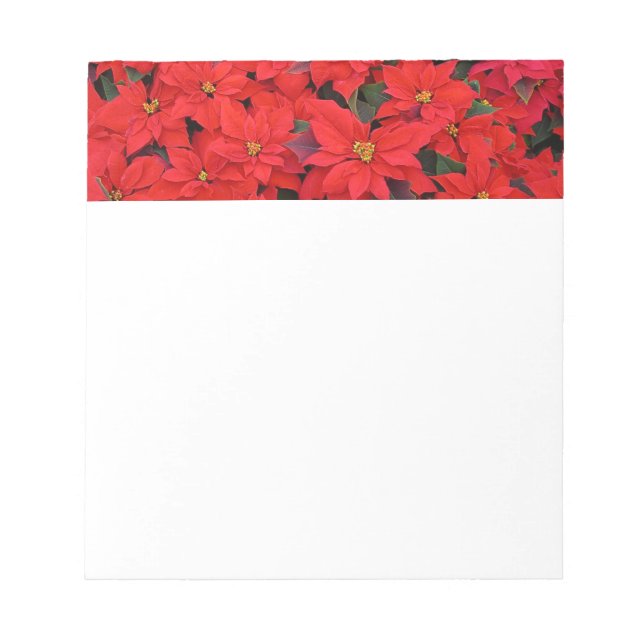 Red Poinsettias I Christmas Holiday Floral Photo Notepad (Front)