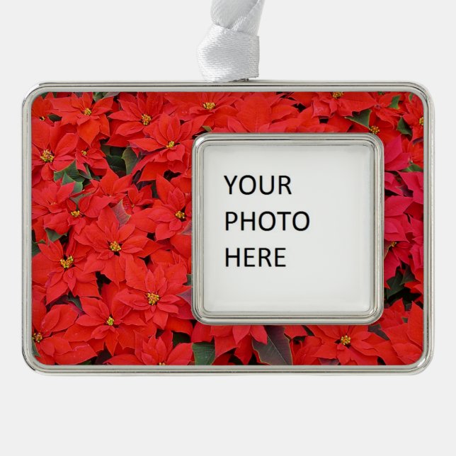 Red Poinsettias I Christmas Holiday Floral Photo Ornament (Front)