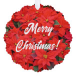 Red Poinsettias I Christmas Holiday Floral Photo Ornament Card